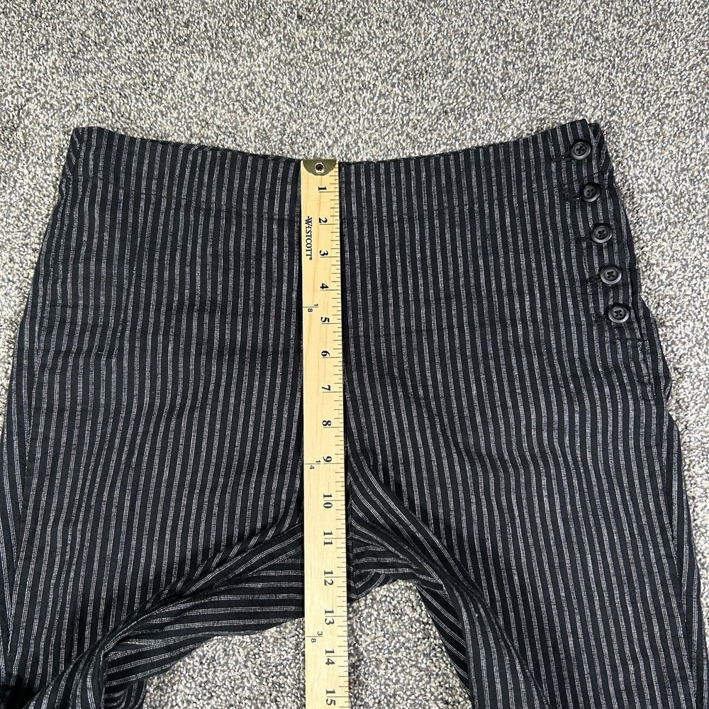 Sundance Black White Striped Linen Blend Side Button Pants Womens 8 Casual Work - Picture 8 of 11